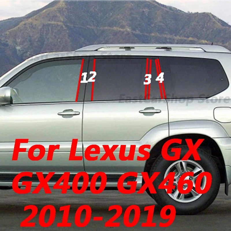 

For Lexus GX GX460 GX400 Car Middle Column PC Window Trim Decoration B C Pillar Glossy Strip Sticker Accessories Cover 2010-2019