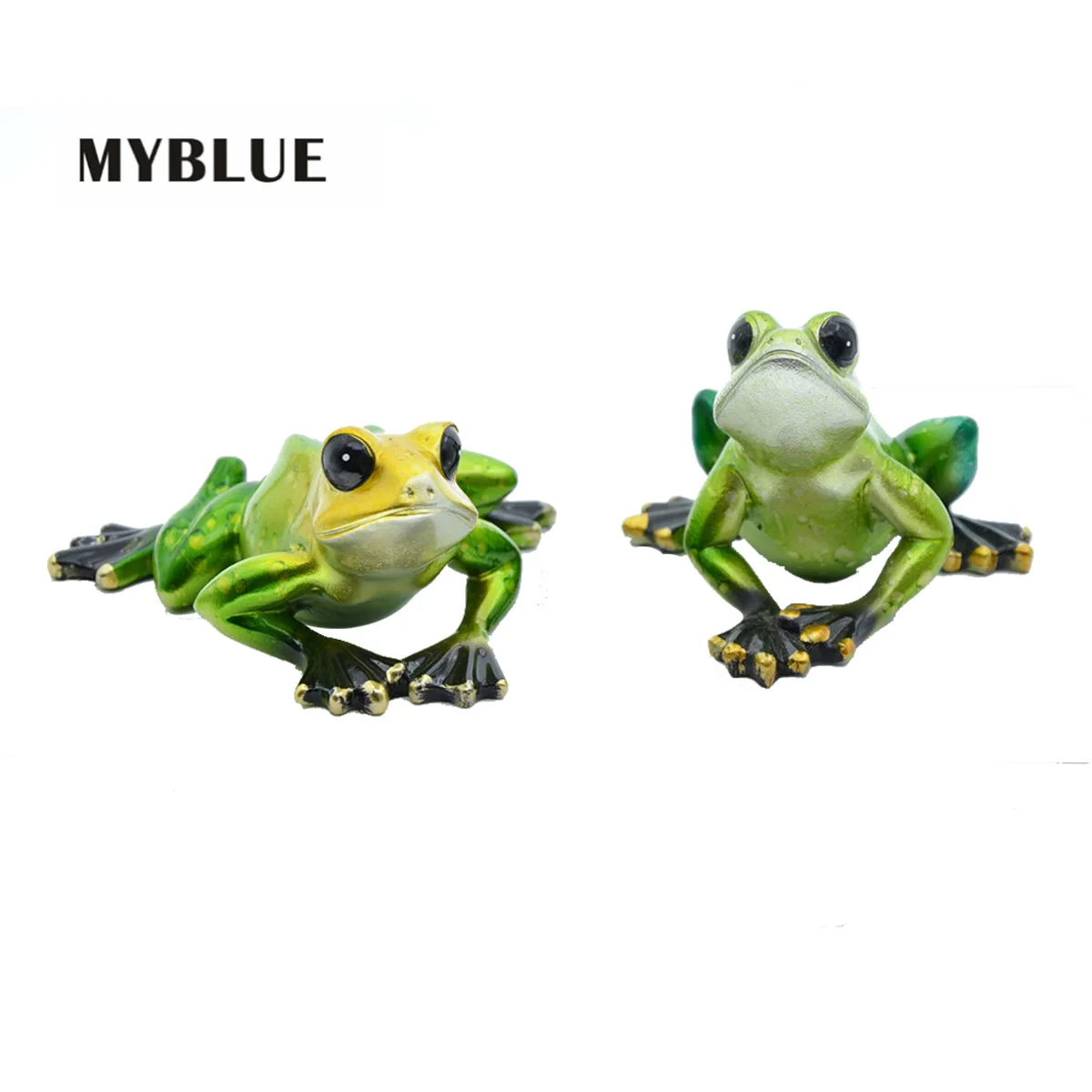 MYBLUE 2 Pcs/Set Cute Creative Frog Figurine Miniature For Fairy Garden Pool and Aquarium Fish Tank Decoration Ornaments