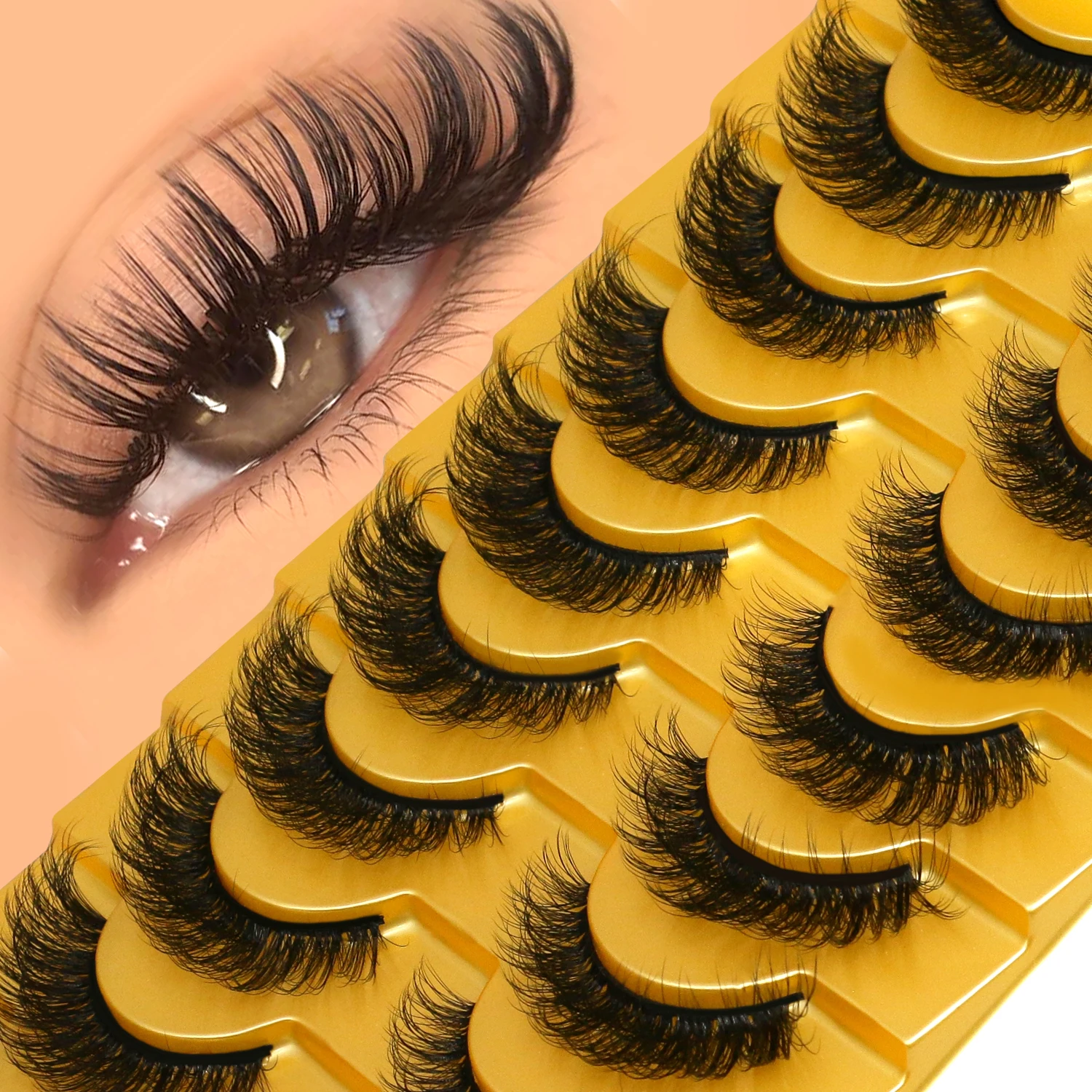 GROINNEYA 3D Faux Mink Cat Eye & Fox Eye Lashes Fluffy False Eyelashes Natural Look Extensions for Makeup & Daily Wear