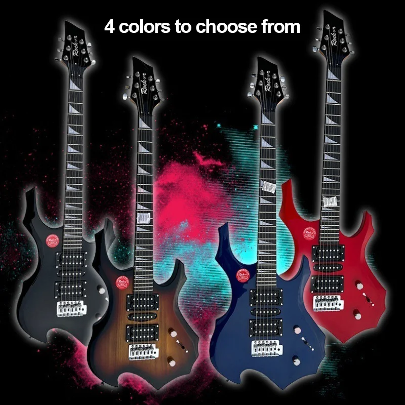 سلسلة جيتار كهربائي على شكل لهب 24 فريتس خشب الورد خشب القيقب نمط روك مزدوج كوتاواي خفيف الوزن للبالغين نغمة متعددة الاستخدامات #3