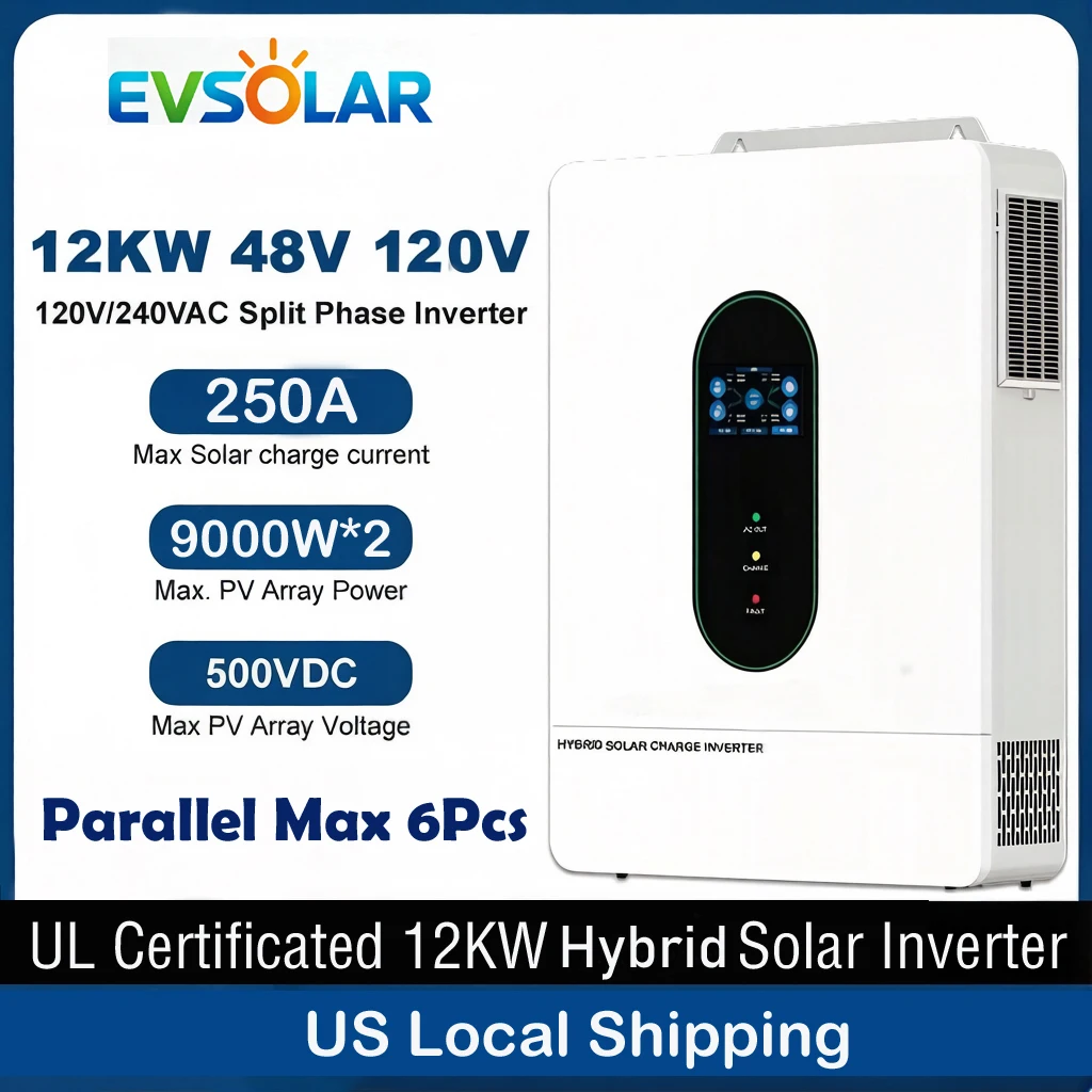 

UL 12KW Split Phase Solar Inverter 48V 110V 120V Hybrid Solar Inverter 250A MPPT Paralleled With WiFi Solar Controller Inversore