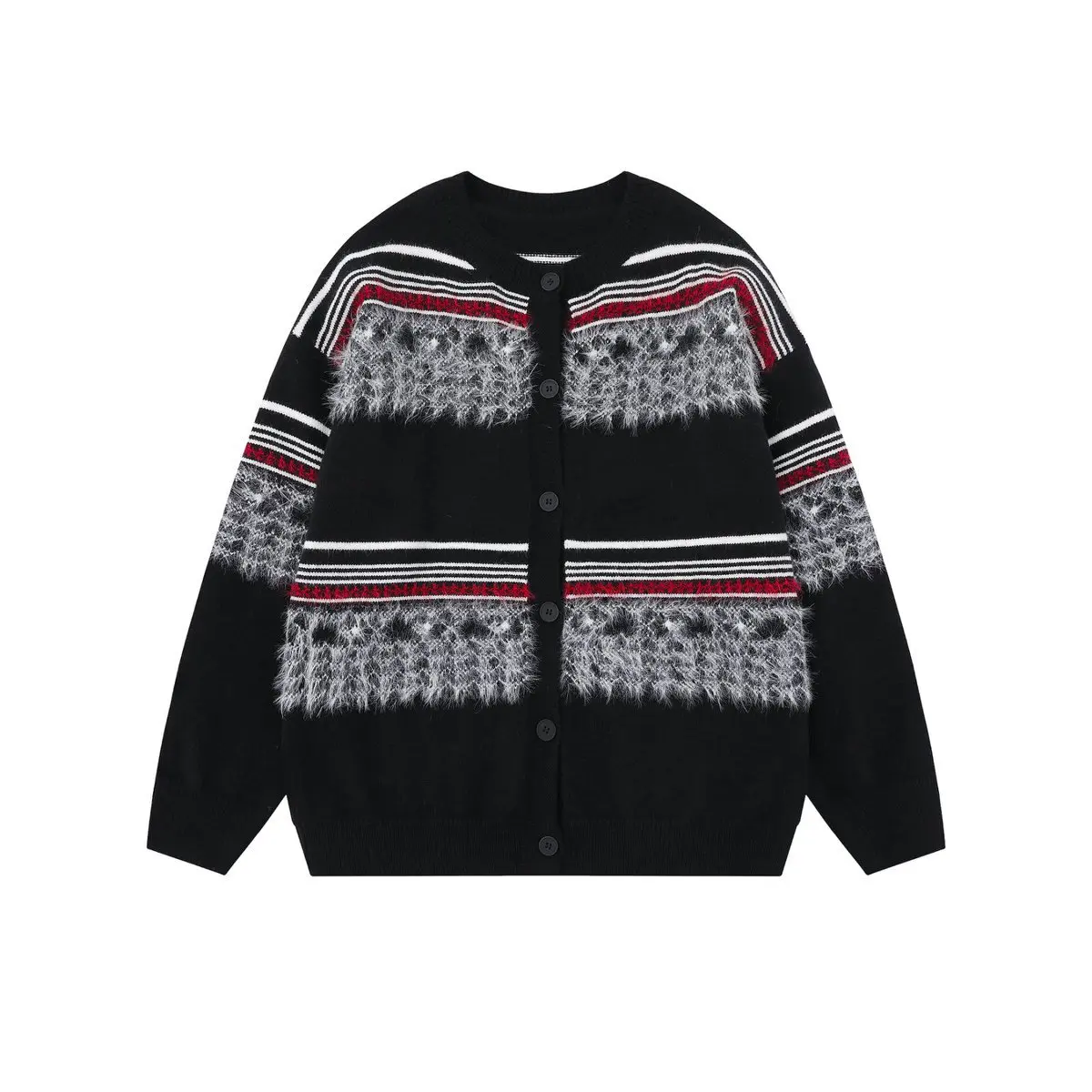 

2025 Autumn New American Retro Trendy Brand Creative Cardigan Design Casual Men's and Women's Knitted Jacket
