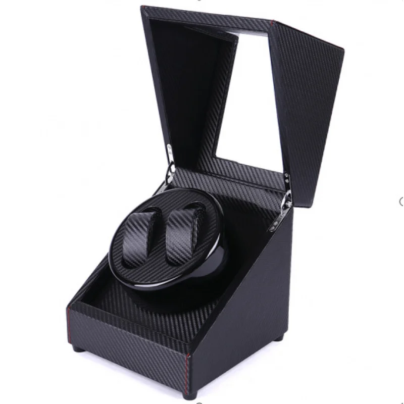 In Stock Carbon Fiber Single Head2+0Shaking Watch Automatic Winding Box Transducer Leather Shaking Watch Device Storage Box