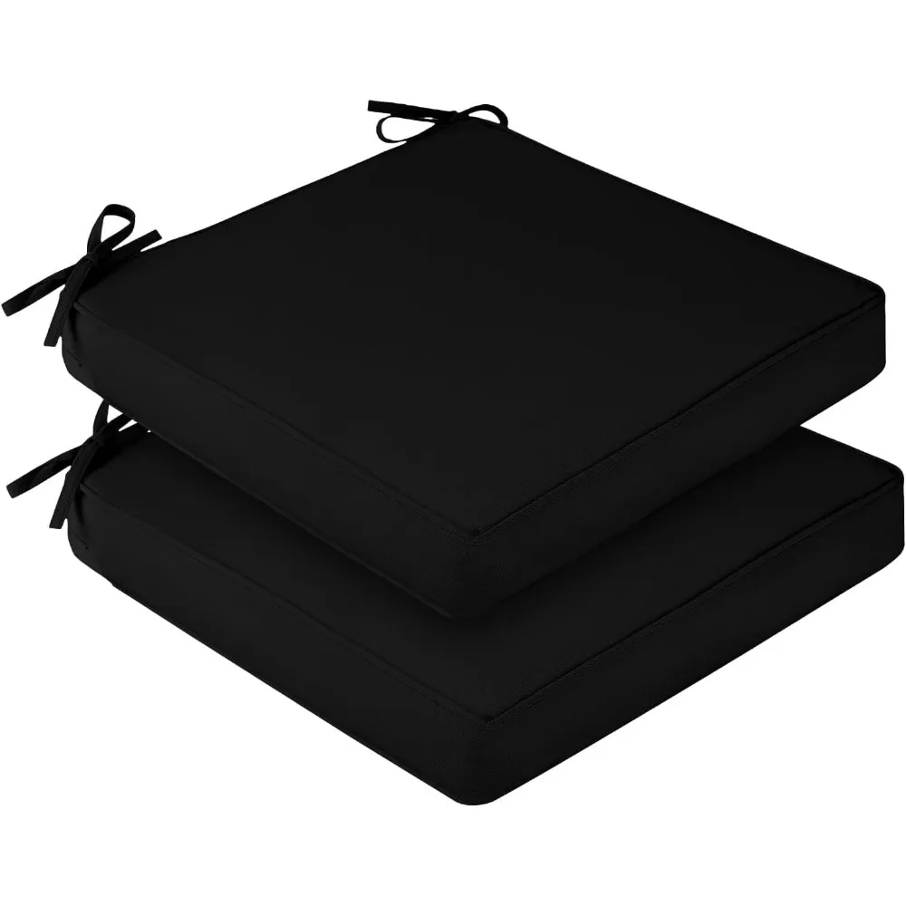 Waterproof Outdoor Chair Cushions for Patio Furniture, Square Cushion with Removable Cover, 2 Pack