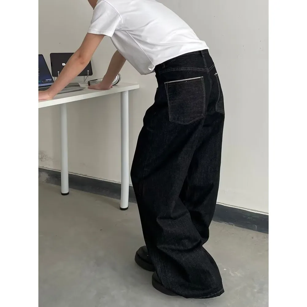 

Мужские джинсы свободного кроя с прямыми штанинами, широкие повседневные брюки, осенне-зимние, большие размеры, до 250 фунтов, американский стиль, деним