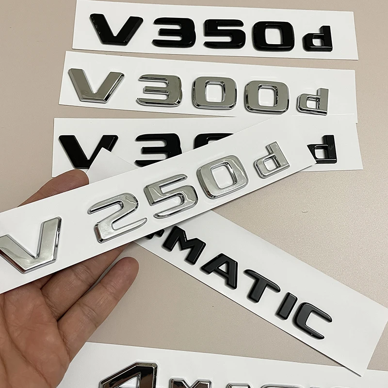 3D ABS Car Rear Trunk Letter Emblem Badge Decals Sticker For Mercedes Benz V Class W447 V350d V260 V220d V250d V300d 4MATIC