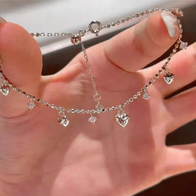 ENSHIR Lucky Colorful Heart Beads Shiny Zircon Water Drop Bracelet for Women Fashion Delicate Jewelry Gift Wholesale