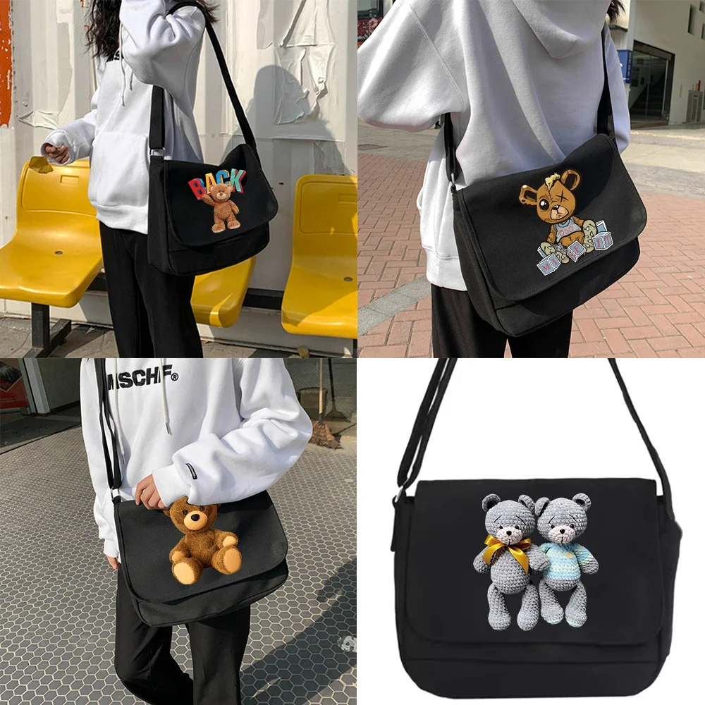 Bear series Large Capacity Shoulder Bag Joker Crossbody Bag Multifunctional Adjustable Shoulder Strap Commuter Bag