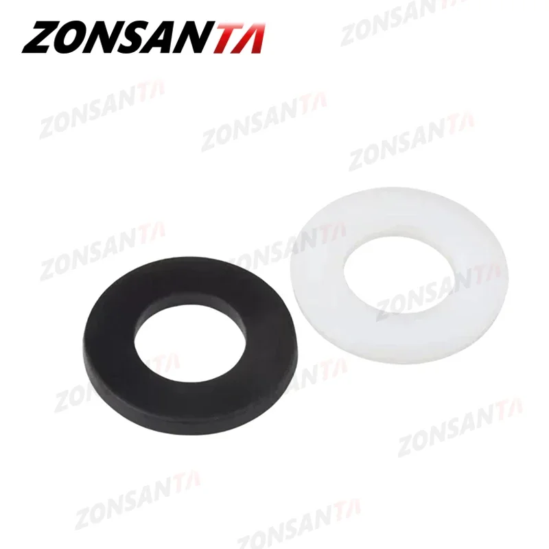 ZONSANTA M2 M2.5 M3 M4 M5 M6 M8 M10 M12 M14 M16 Nero Bianco Plastica Nylon Rondella Piatta Aereo Distanziatore Guarnizione Isolante Anello