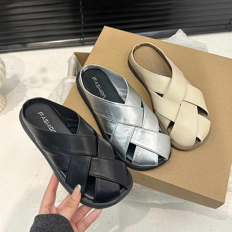 

French Baotou Semi-slippers for Women 2026 Spring and Summer New Versatile Platform Roman Beach Sandals and Slippers