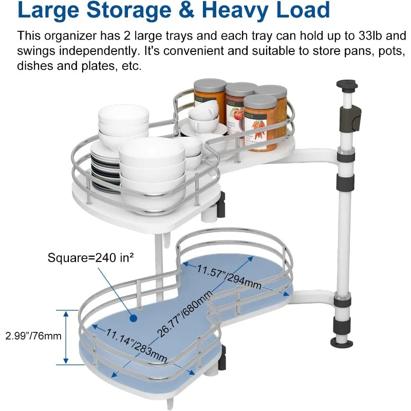 Imagem -03 - Organizador do Armário de Cozinha Camadas Swing Bandeja Soft Close Left Handed Open Canto Cego Esquerda e Direita