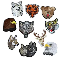 Animal Badges Fabric Applique Patch Clothes Stickers,Wolf,Dog,Eagle,Tiger Embroidery Iron On Patches Decoration for Clothing