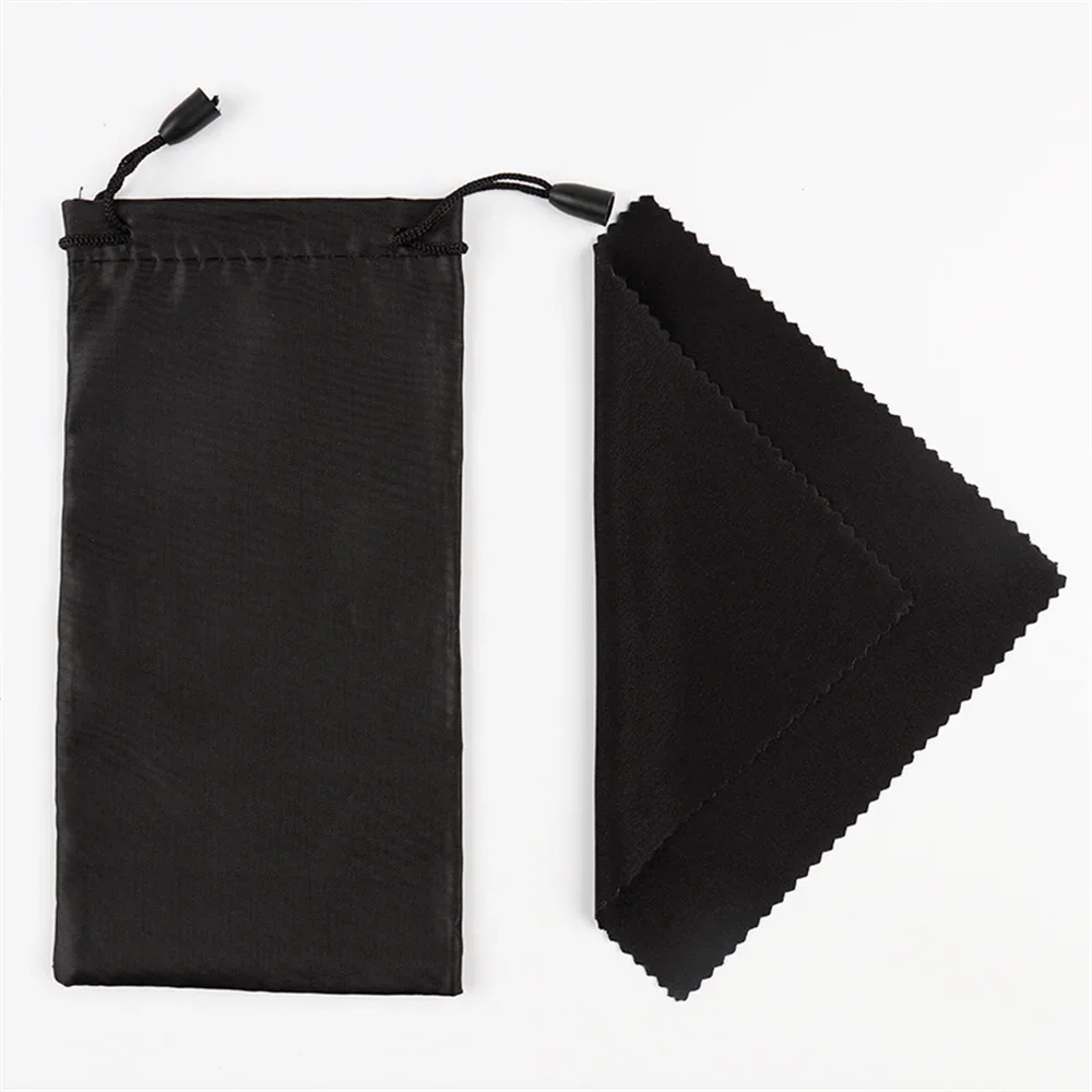 

Black Eyeglass Pouch And Black Eyeglass Wipe Set Sunglasses Cloth Wipeable Eyeglass Pouch