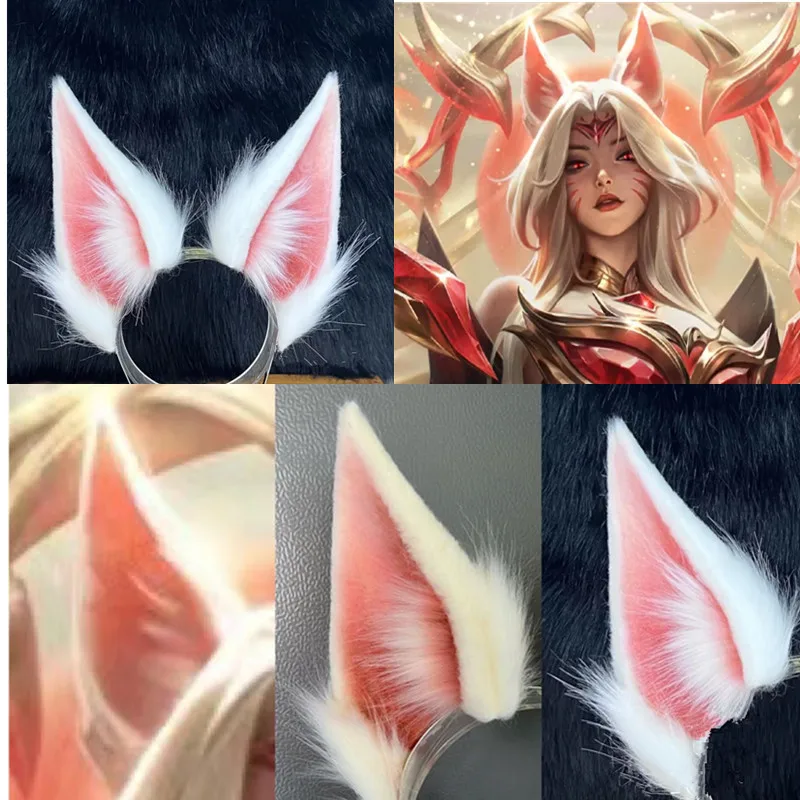 

Handmade League of Legends Hall of Fame Faker Alliance Immortal Ahri Fox Anime Cosplay Headwear Ears Tail Halloween Custom Made