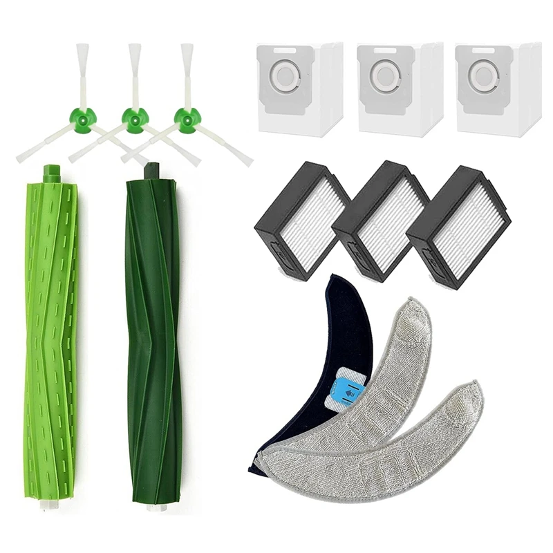 Резиновые щетки для пылесоса Irobot Roomba, щетки с несколькими поверхностями, зеленые аксессуары, совместимы с Irobot Roomba Combo J7 +/Plus, 1 комплект