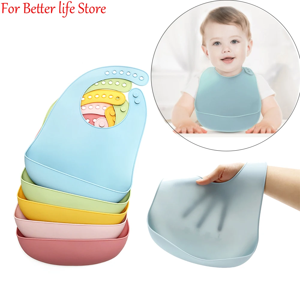 1PCS Fashionable waterproof and soft baby silicone bib with adjustable newborn cover cloth for feeding infants