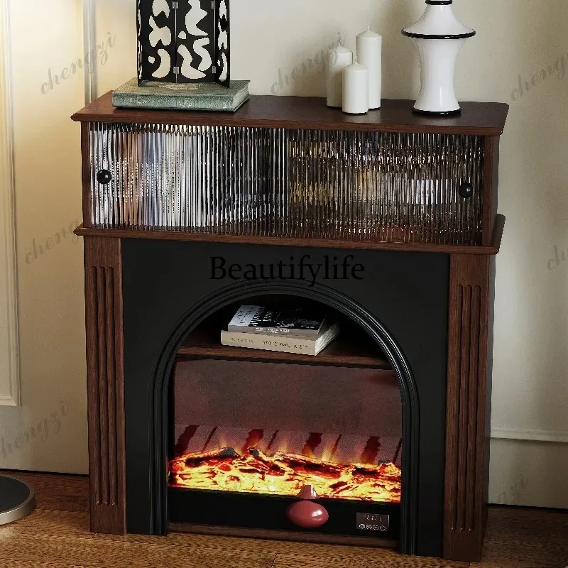 BBB French retro solid wood mantel living room household small apartment modern simple high-end fireplace cabinet