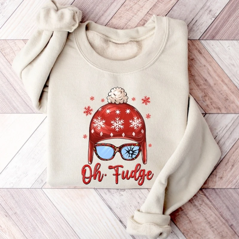 سويت شيرت Oh Fudge مضحك لعطلة عيد الميلاد سترة بقلنسوة - سترة شتوية - هدايا عيد الميلاد أزياء الخريف والشتاء هوديي
