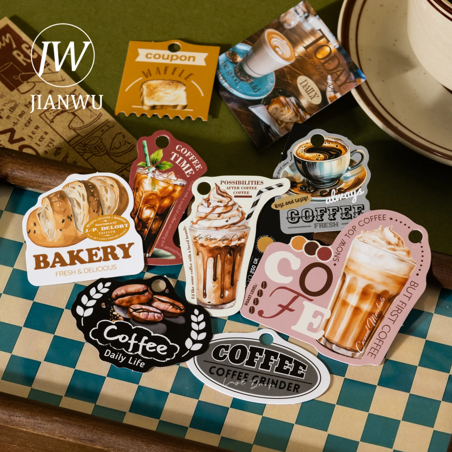 JIANWU مفتوحة سلسلة مقهى خمر مقهى التسمية المشهد المواد الكولاج سجل القصاصات ملصق الإبداعية DIY مجلة القرطاسية #1