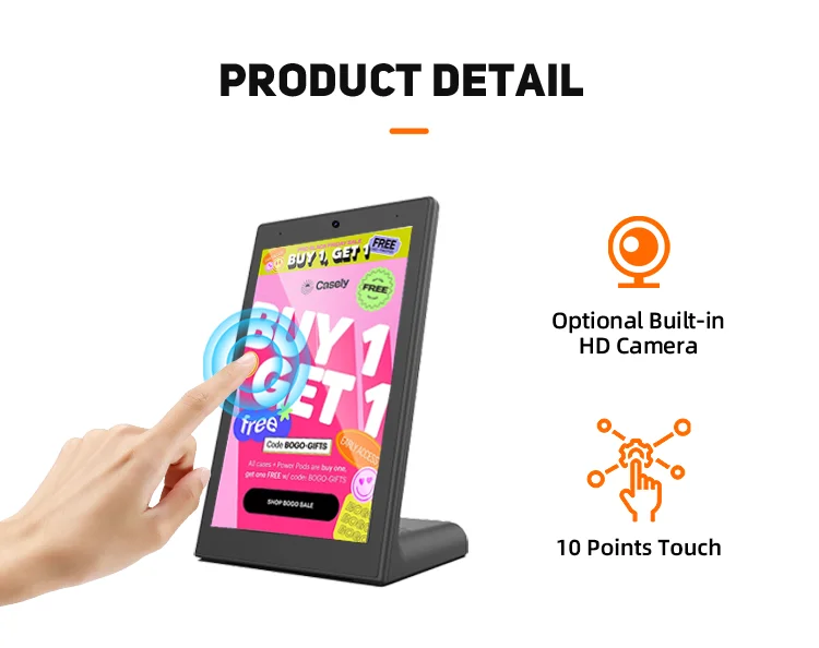MWE 10.1inch Wireless Digital Menu Tablet L Shape LCD Display Multi-touch Table Top Advertising Display Screen for Shop Hotel