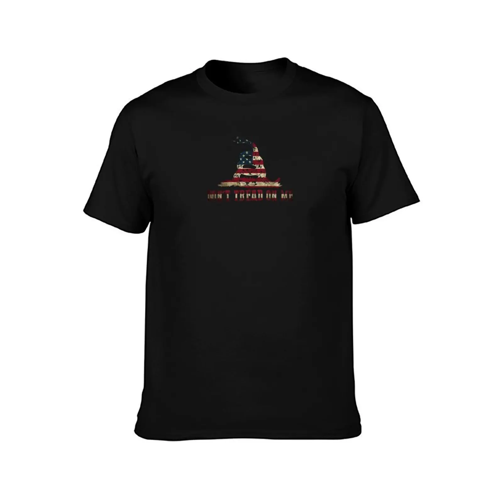 Don't Tread On Me T-Shirt, Summer Casual Cotton Tee, Oversized Streetwear Tops, Vintage Graphic Print, Loose Fit Short Sleeve