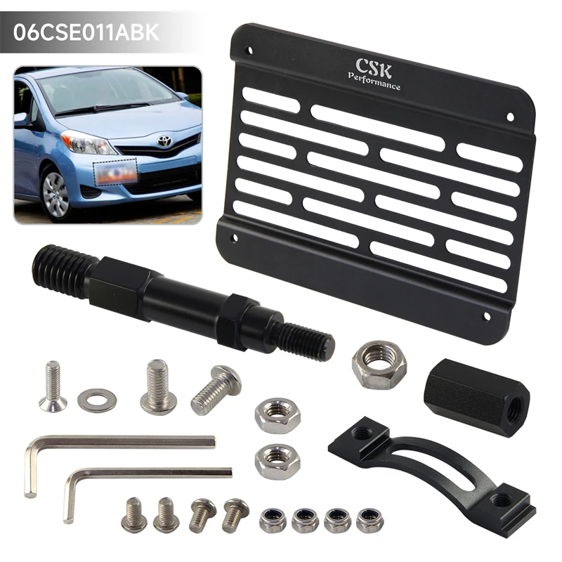 

Front Bumper Tow Hook License Plate Mounting Black Aluminum For Toyota Yaris 2007-2011 1.5L l4 GAS DOHC Engine