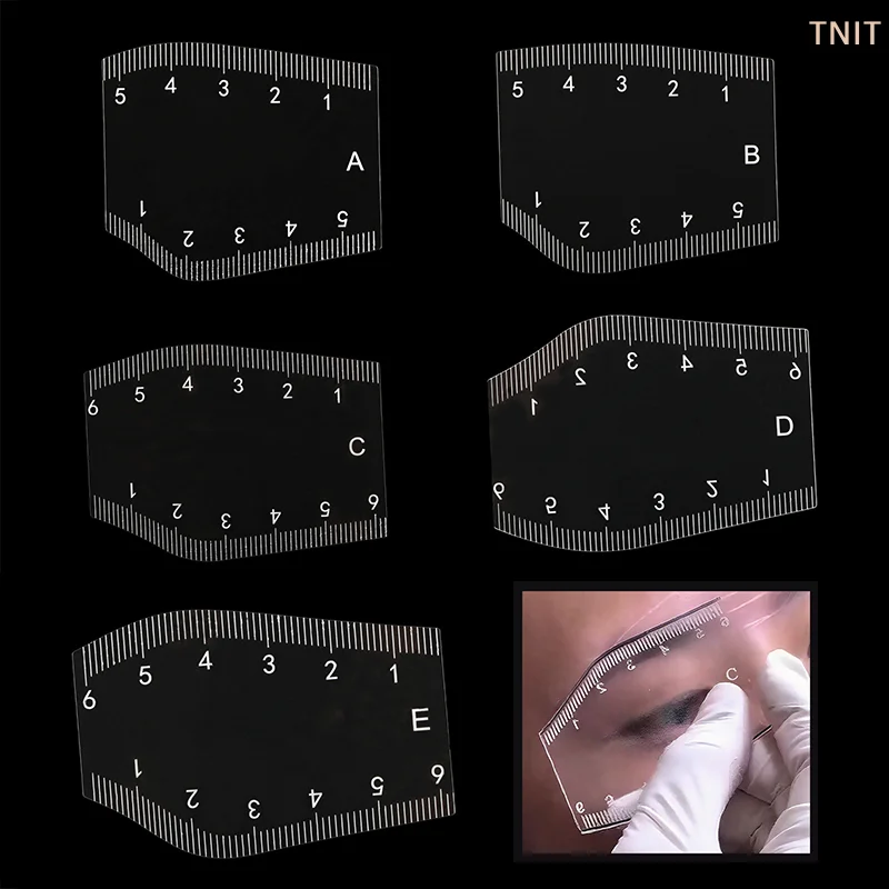 [JN] 5Pcs Durable Brow Shaping Stencil Shaping Portable Instant Brow Shaper Drawing Eyebrow Design Ruler Gift