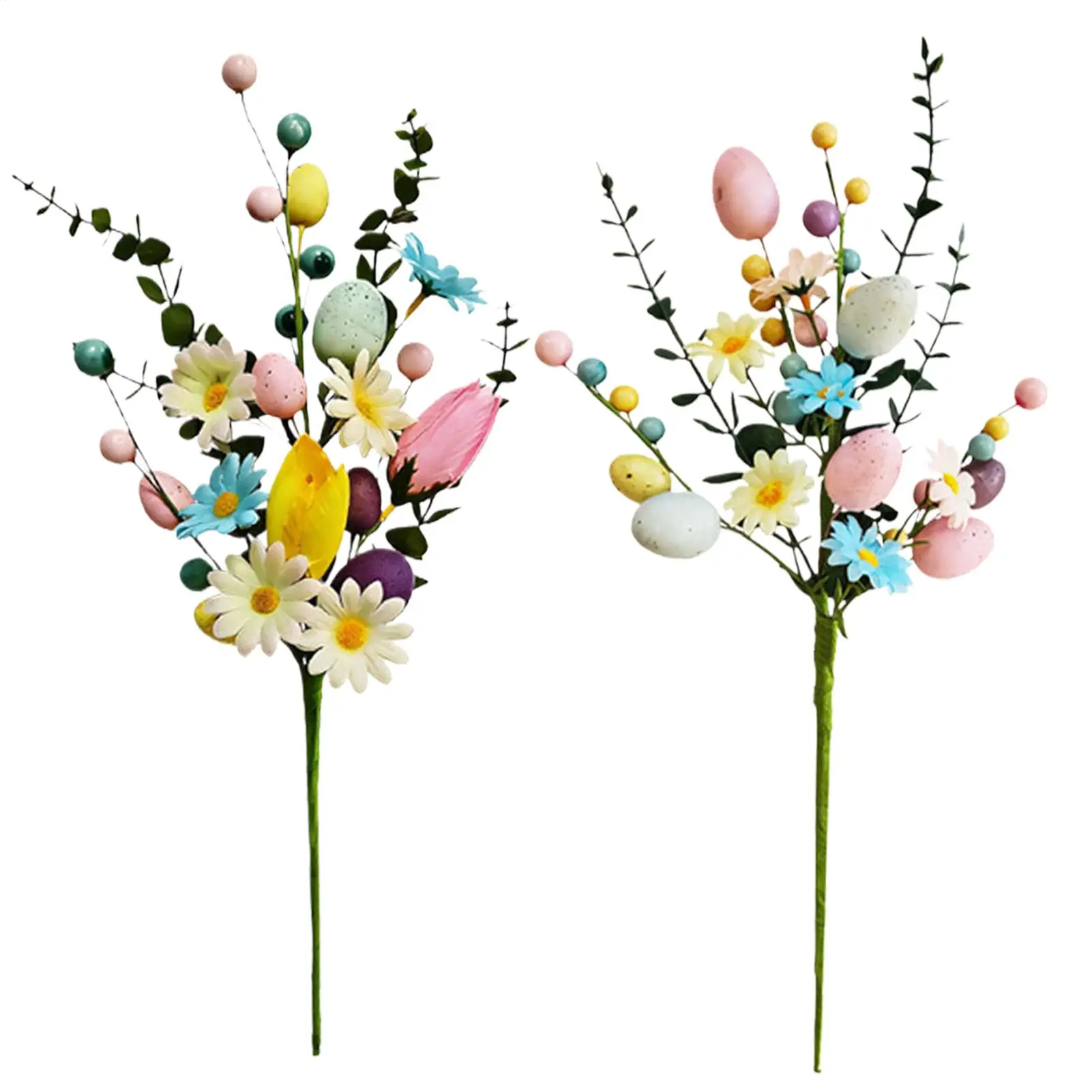 Künstliche Osterblumen Feiertags-Dekorationsstiele Osterei-Stiele Blumen für Blumenarrangements Party-Vase Tischdekoration
