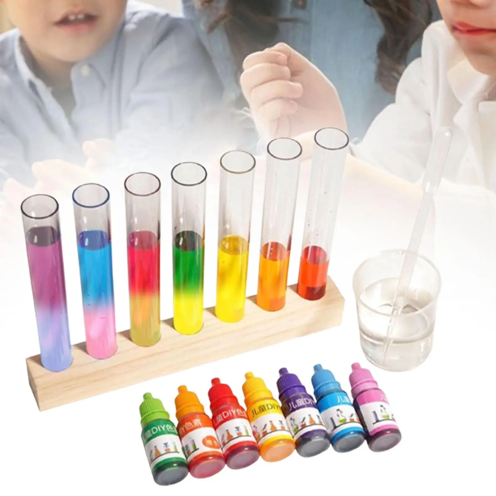 Kit de ciencia química, tubos de ensayo coloridos, juguete de color para niños y niñas de 3 a 12 años