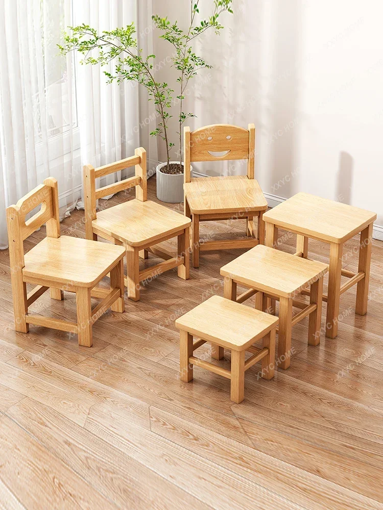 Taburete pequeño de madera maciza, silla de banco, respaldo para el hogar, taburete bajo para estudiantes, taburete pequeño para pies, muebles de madera