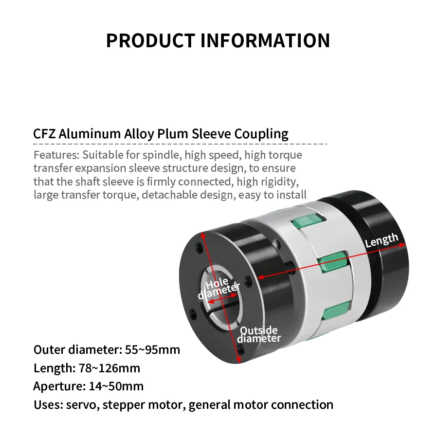 CFZ Expansion Sleeve Type Plum Blossom Elastic Coupling Wear-Resistant Main Shaft High Torque Coupling CFZ-105X140