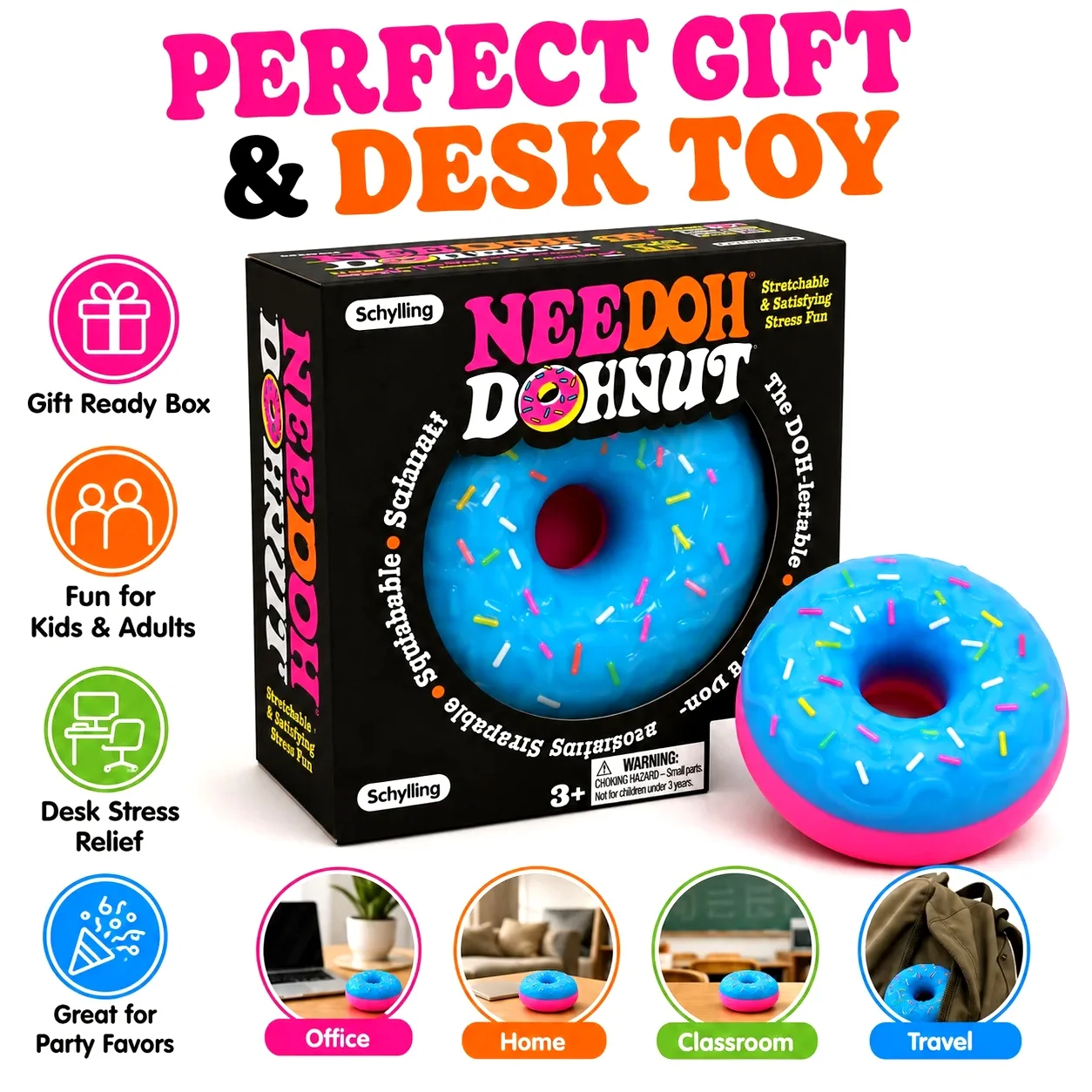 NUEVO NeeDoh Donut Pinch Music, Juguete Antiestrés de Maltosa con Rebote, Juguete para Aliviar el Estrés para la Vida y el Trabajo