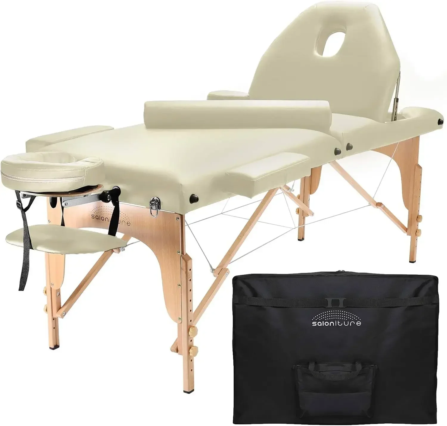 

Professional Portable Massage Table with Backrest - Cream/Black/Blue