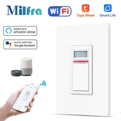 3 Way Tuya WiFi PIR Motion Sensor Smart Home Human Body Infrared Detector 100-120V Movement Sensor Works with Alexa Google Home