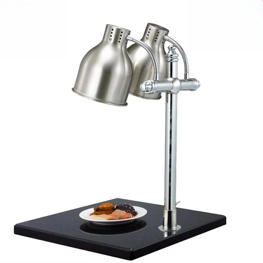 Kitchen equipment and dining room tools 2-head stainless steel food heating lamp with marble dining room