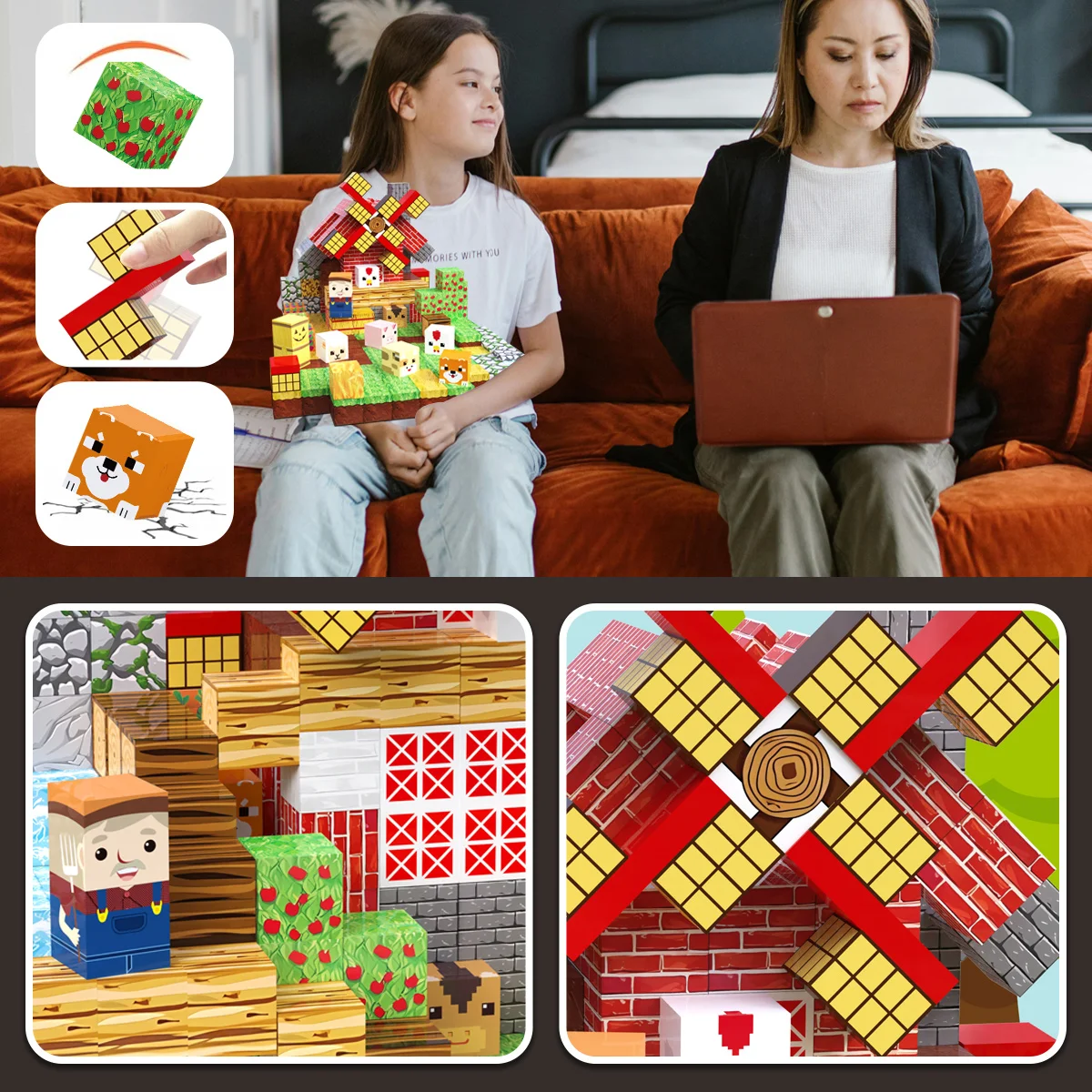 مجموعة المكعبات المغناطيسية، ألعاب الأطفال التراص الحسية، كتل مغناطيسية للحيوانات، بناء ألعاب المكعبات المغناطيسية بحرية، إطلاق المزيد من Bui #5