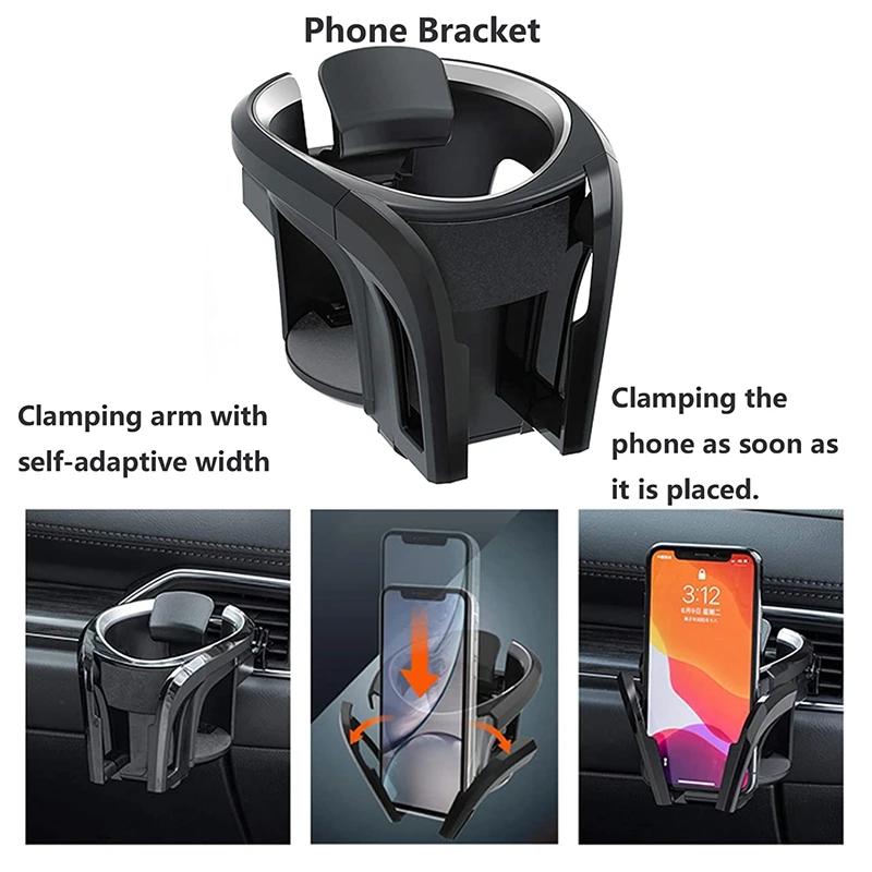 2 In 1 Car Multifunctional Cup Holder Adjustable Car Phone Holder Car Vent Cup Holder Holder Car Drink Holder