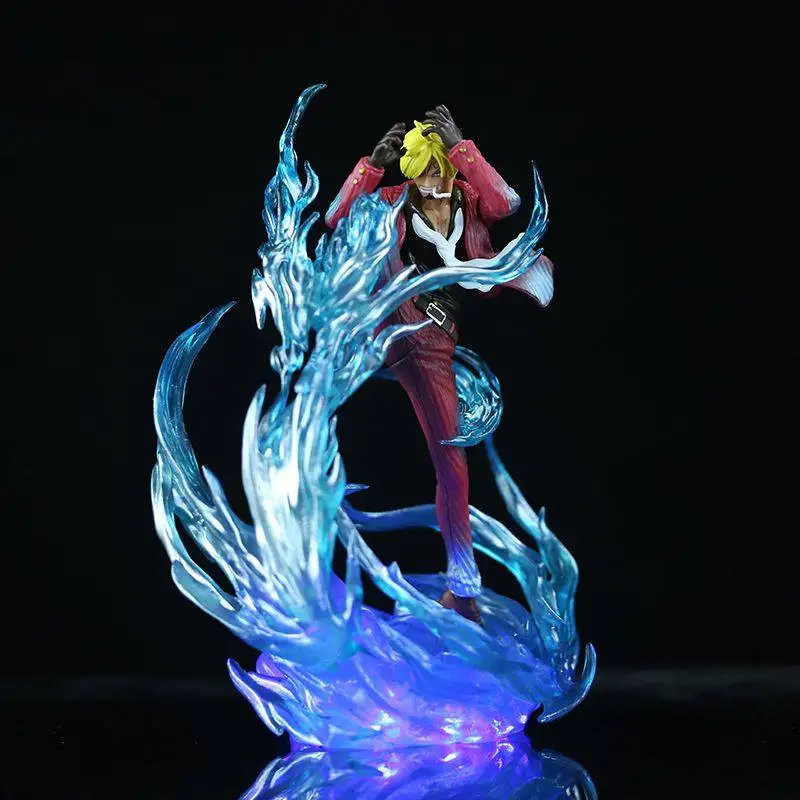 One Piece Statue Anime Figure Jacksdo Devil Wind Leg Vinsmoke Sanji Luminous Figure Collection Model Desktop Decoration Gift