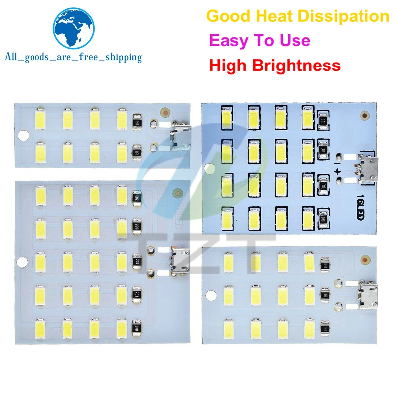 TZT 1/3PCS 5730 smd 5V 430mA~470mA White  Mirco Usb 5730 LED lighting panel USB mobile light Emergency light  night light
