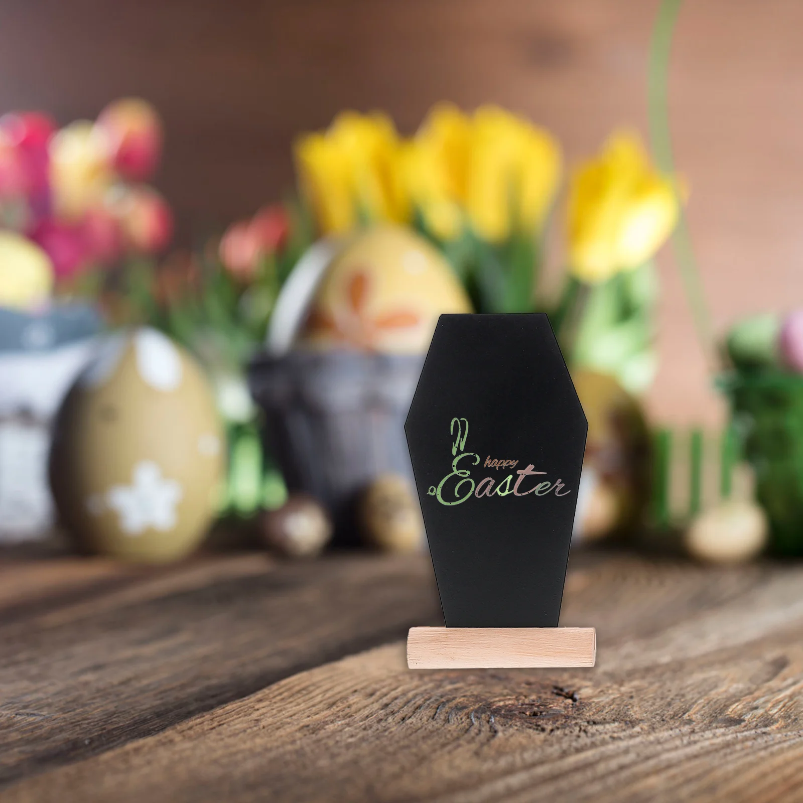 

4PCS Tombstone Blackboard Decoration Mini Wooden Coffin Chalkboards Easter Party Signs Grave Markers DIY Table Number