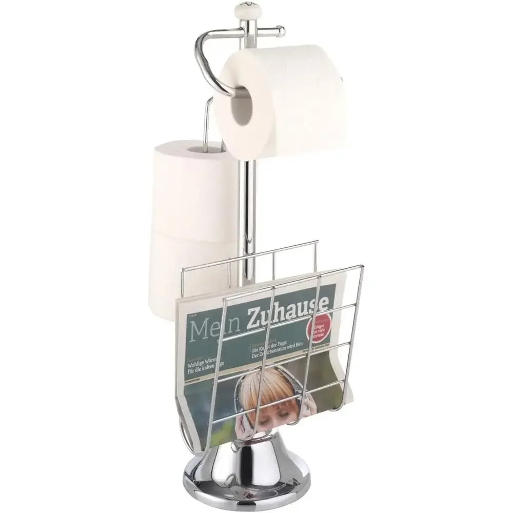 Chrome 56cm Toilet Paper Holder with Built-in Magazine Rack