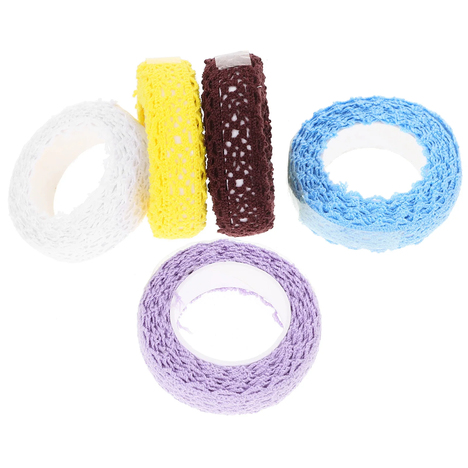 5 Rolls Decorative Lace Tape Adhesive Lace Pattern Tape for DIY Crafts Scrapbooking Handcrafted Albums Cards Adhesive Tapes