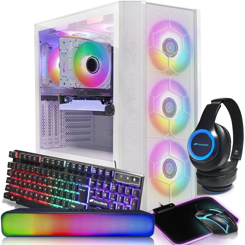 Gaming PC Desktop, Radeon RX 6600 8G,  Core i7-10700KF up to 5.1G,16G DDR4, 1T SSD, 600M WiFi, BT5.0, RGB Fan x6,