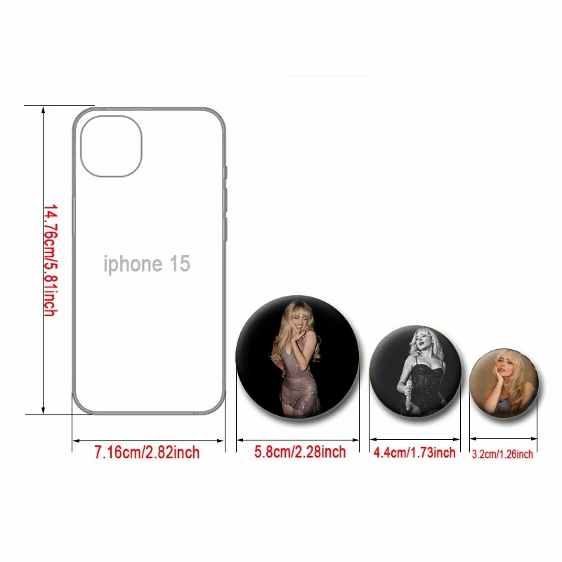 50/58mm Hot Singer Sabrina Carpenter Character Pins Tinplate Badge DIY Brooches Fans Collection Gifts Clothes Bag Hat Decoration