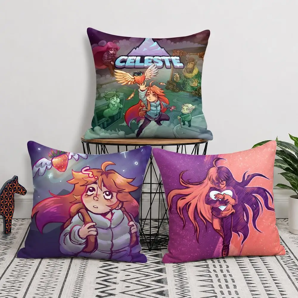C-Celeste Game Moive Cushion Cover Double-Sided Plush Sofa Cushion Covers Organic Breathable Invisible Zipper