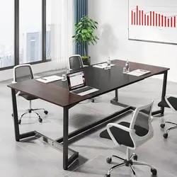 6FT Conference Table,Meeting Table for Office,Modern Rectangular Seminar Training Table, Metal Frame, Rustic Brown/Black