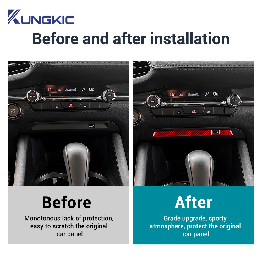 ملصق من ألياف الكربون الناعمة الحقيقية لمازدا 3 Axela 2019 2020 2021 2022 2023 2024 2025 LHD RHD إطار USB للتحكم المركزي للسيارة