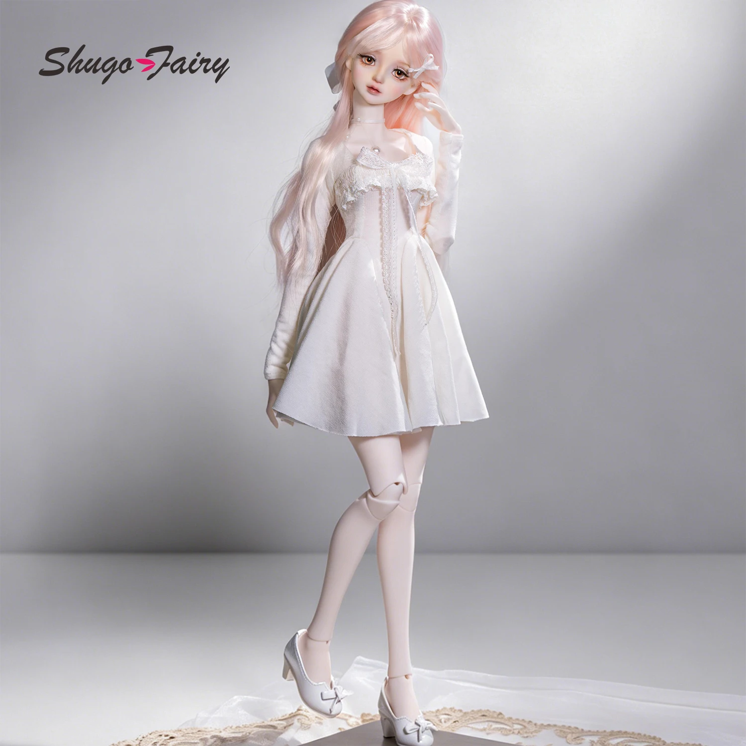 ShugaFairy Unana D 1/4 BJD Doll Full Set Cute Gentle Customizable Ball Jointed Doll Cotton Short Dress Included Custom Figure