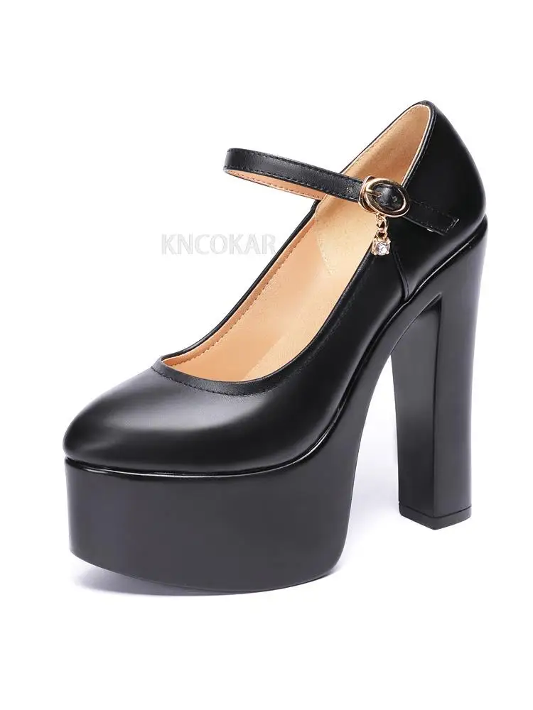 Sexy New Women High Heels Black Women Pumps Female Platform Spring Thick With Autumn Round Single Shoes