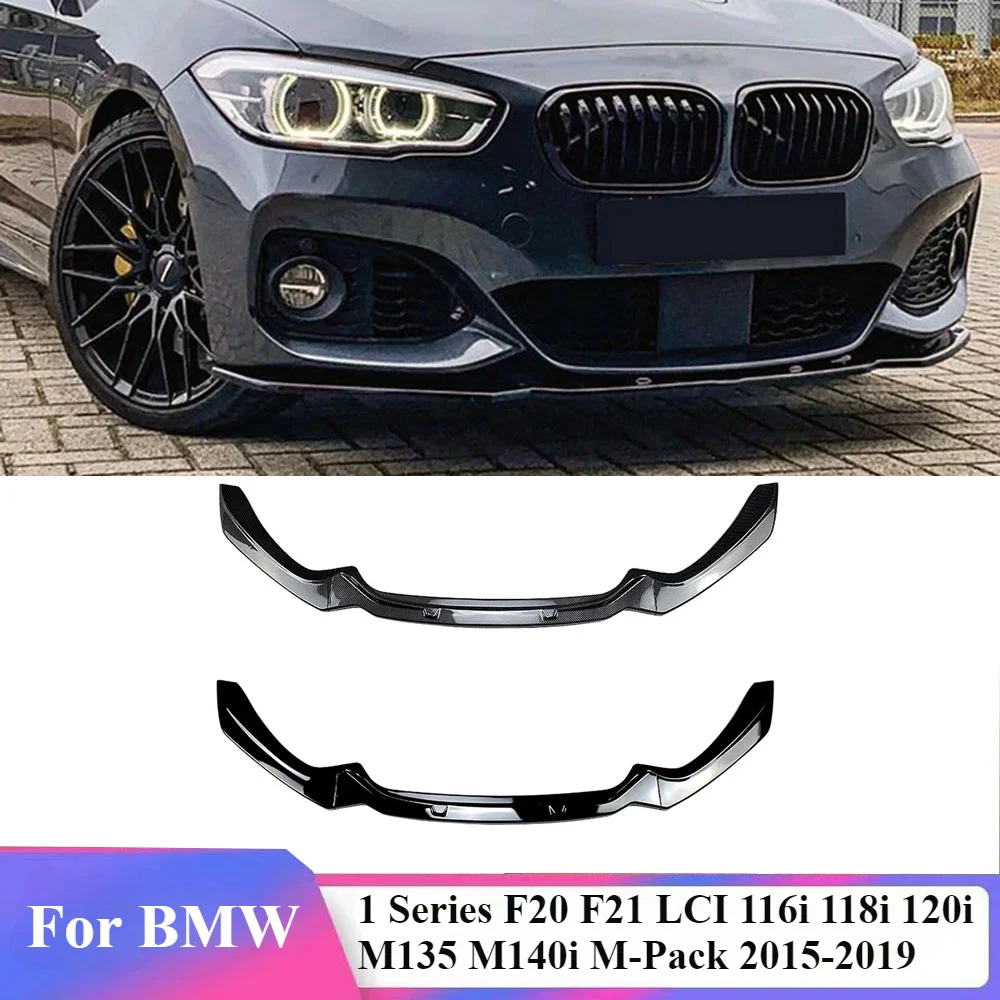 3 PCS Car Front Bumper Lip Spoiler Body Kit 2015 To 2019 For BMW 1 Series F20 F21 LCI 116i 118i 120i M135 M140i M-Pack Style